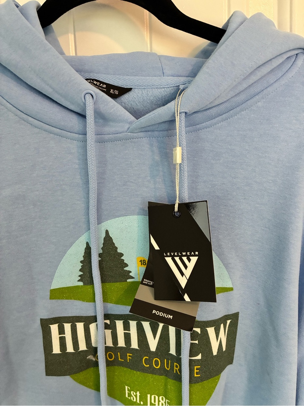 Highview Golf Course Light Blue Hoodie and long sleeve grey T-shirt
